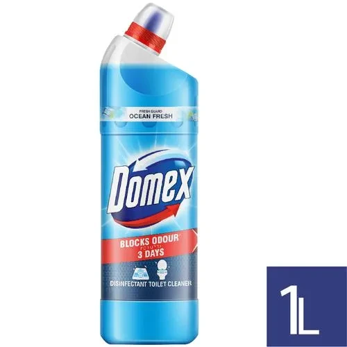Domex Fresh Guard Disinfectant Toilet Cleaner Liquid, Ocean Fresh, 1 L| Pack of 3,Freshness for 100 Flushes