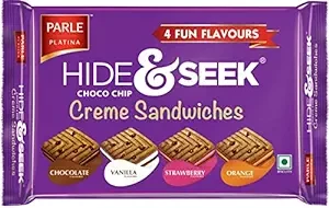 Parle Hide & Seek Choco Chip Creme Sandwich Biscuits, 400g Pouch